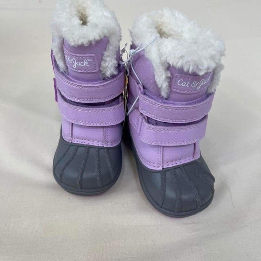 Cat‎ & Jack Girls Snow Boots Size 5 Purple & Gray Waterproof Winter Boots